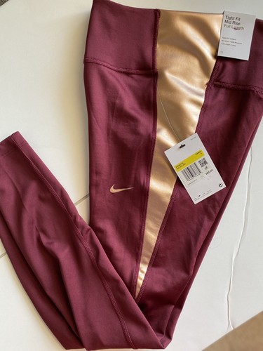 Women’s Nike One Tights Yoga Pants Burgundy Full Length Small DM1605-638 012 - Picture 8 of 8