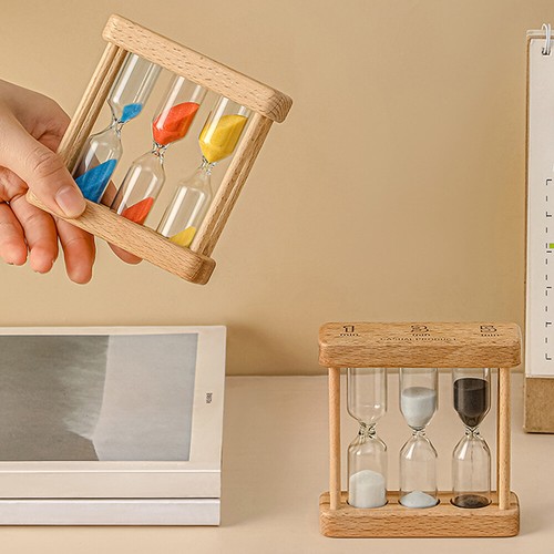 1/3/5 Minutes Timing Kitchen Sand Hourglass Timer Wood Sandglass Home Desk Decor - Picture 1 of 11
