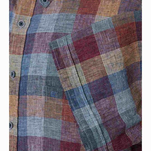 Casamoda Herren Leinenhemd Casual Fit rot blau beige kariert 954405400 100 - Picture 2 of 4