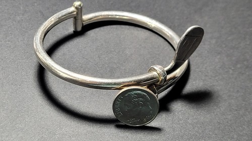 Brazalete con bisagras vintage de plata esterlina Taxco .925 para club de golf - Imagen 5 de 6