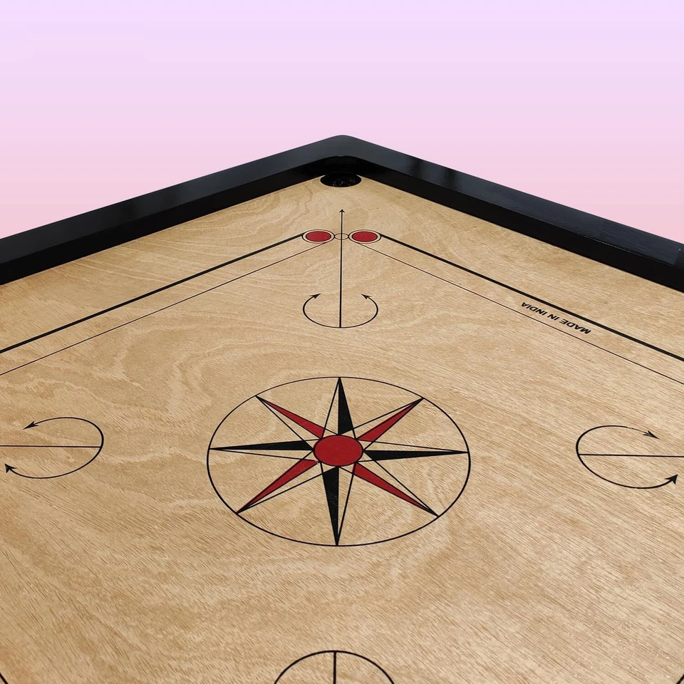 TABLERO CARROM 29" TAMAÑO COMPLETO con CAPA DE 4 MM con MONEDAS DE MADERA + GOLPEADOR ACRÍLICO Foto 3 de 4