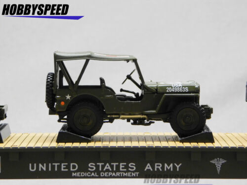MTH PREMIER US ARMY FLAT CAR W/ WILLY'S TRANSPORT JEEP O GAUGE 20-92367C-609106 - Picture 5 of 14