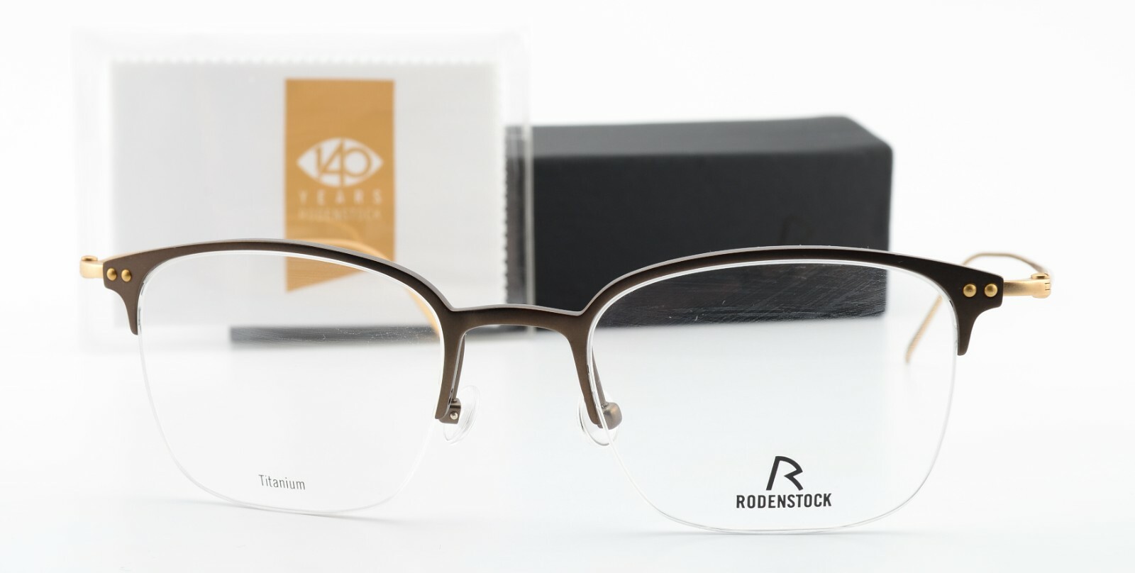 Очки RODENSTOCK R7086 B 50-20 145 в полубрендовой оправе из титана timeless, Германия + футляр 