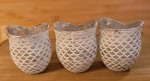 Juego de 3 luces de té tarro vela plata blanco búho votivos 3,5" x 3" - Imagen 7 de 19