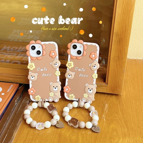 Luxury 3D Bear Soft Silicone + Chain Cover Case for 11 12 13 14 15 16 Pro Max - Picture 6 of 11