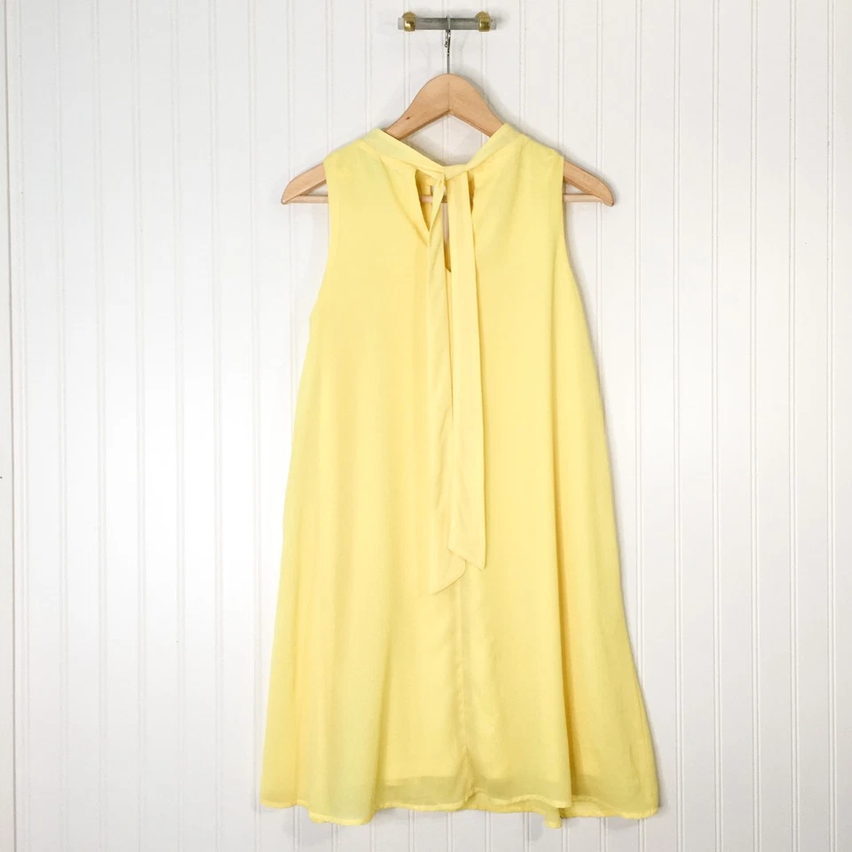 Vestido She + Sky Para Mujer Línea A Amarillo Cuello Cerradura Sin Mangas Atado Espalda S Foto 2 de 4