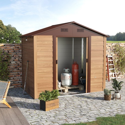Metal Outdoor Storage Shed Garden Tool House with Double Door for Patio Backyard - Picture 3 of 9