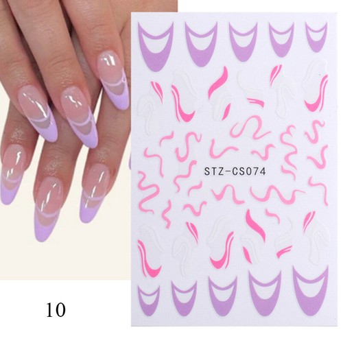 French Striped Glitter Nail Art Stickers Self-Adhesive Nail Designs Manicures /a - Picture 20 of 21