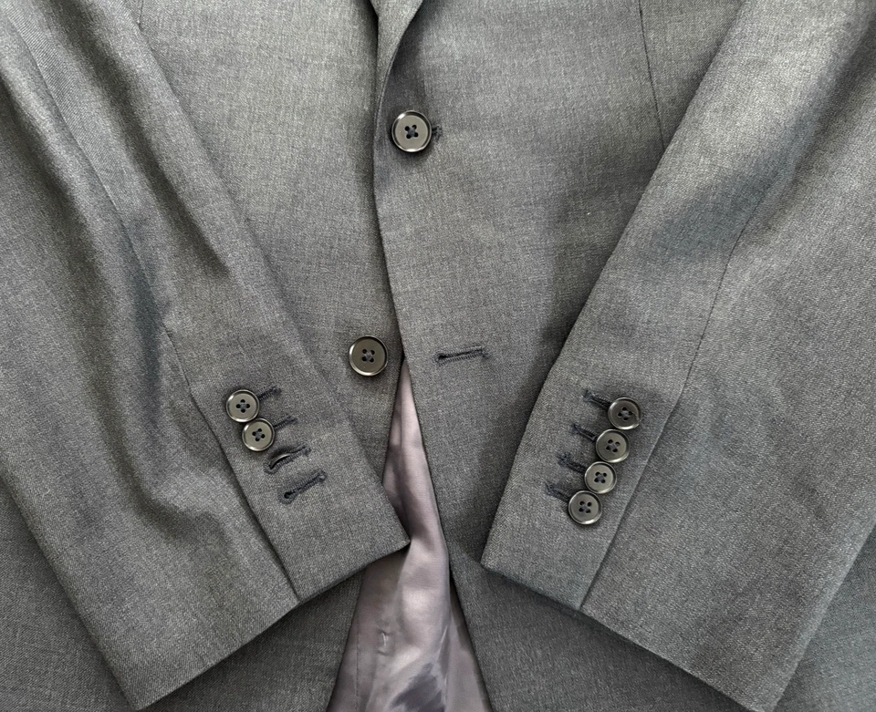 Casaco masculino Charles Tyrwhitt terno 44L longo slim fit super 110's lã cinza - Imagem 3 de 4