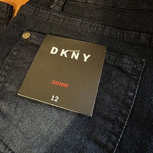 DKNY Jeans Boys 12 Blue Denim Distressed Skinny 26" ins Elastic Adjust Pants NWT - Picture 6 of 7