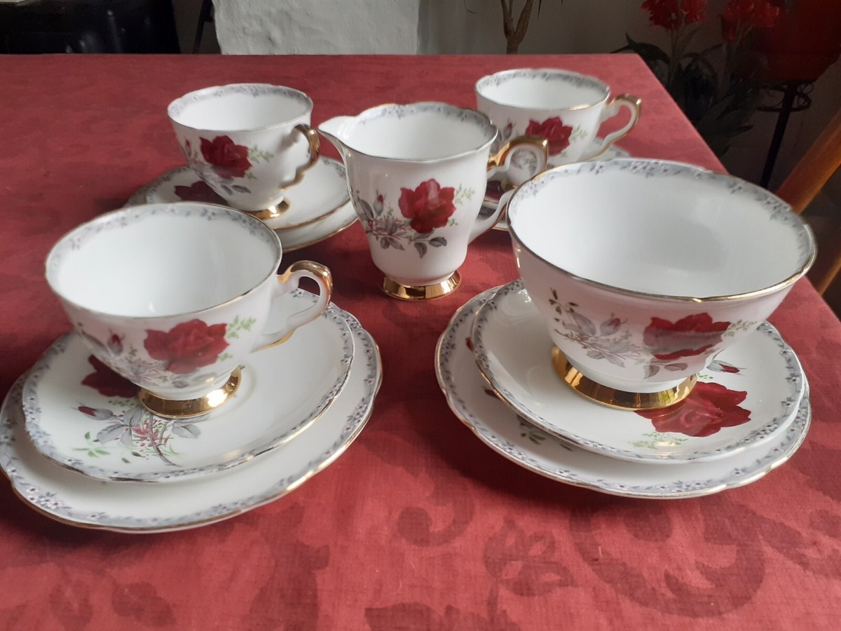 Royal Stafford Roses To Remember Cups, Saucers, Plates, Milk Jug
