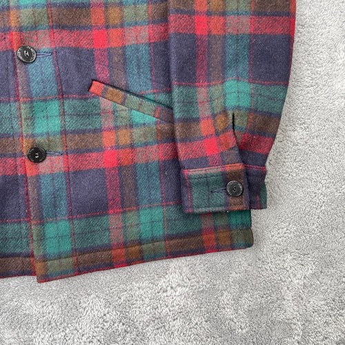 Vintage Pendleton Jacket Mens Small Green Plaid Virgin Wool Shacket Shirt Coat - Picture 2 of 8