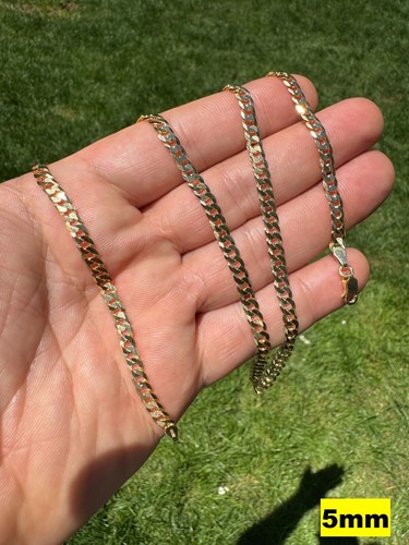 5mm Miami Cuban Link Chain Real 14k Gold Plated Solid 925 Silver ITALY MADE - Picture 2 of 10