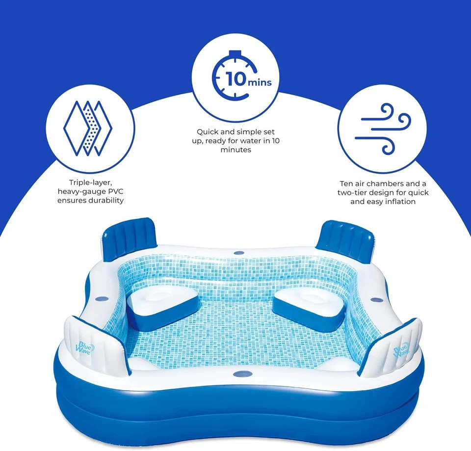 Blue Wave NT6126 88" x 26" Deep Premier Family Inflatable Pool w/ Cover - Image 3 of 4