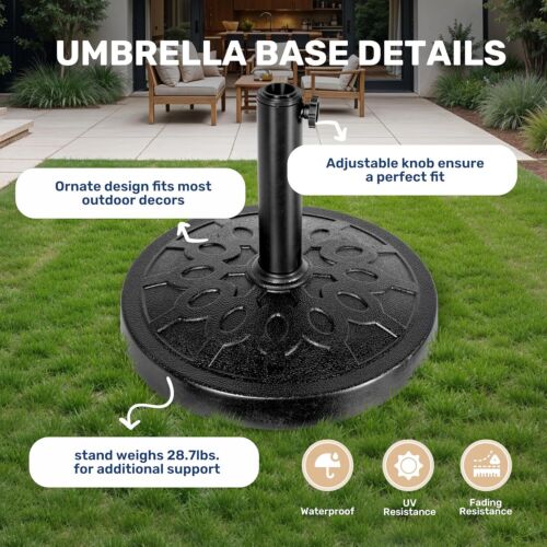YSSOA 28.7lb Heavy Duty Patio Umbrella Base Market Umbrellas Round Stand for - Picture 4 of 6