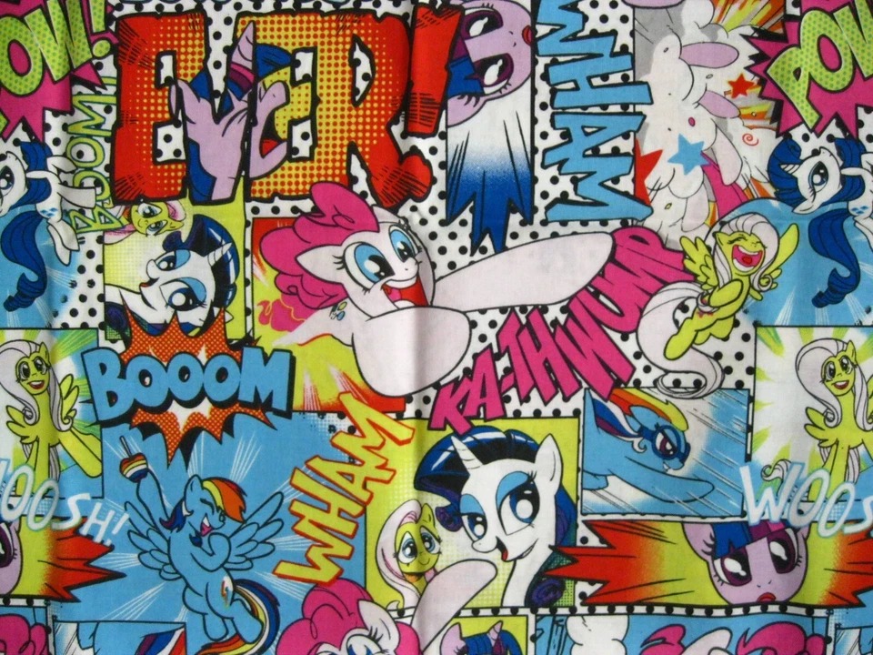 Tela de edredón My Little Pony Super Heros 1 yarda Hasbro 2014 Pow Boom Wham Woosh Foto 2 de 4