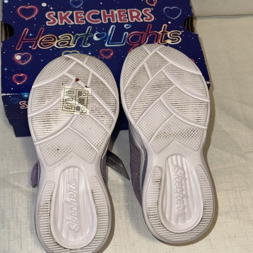 Skechers Heart Lights Toddler Girl Shoes Purple/ Pink lavender hearts Size 8 - Picture 6 of 9