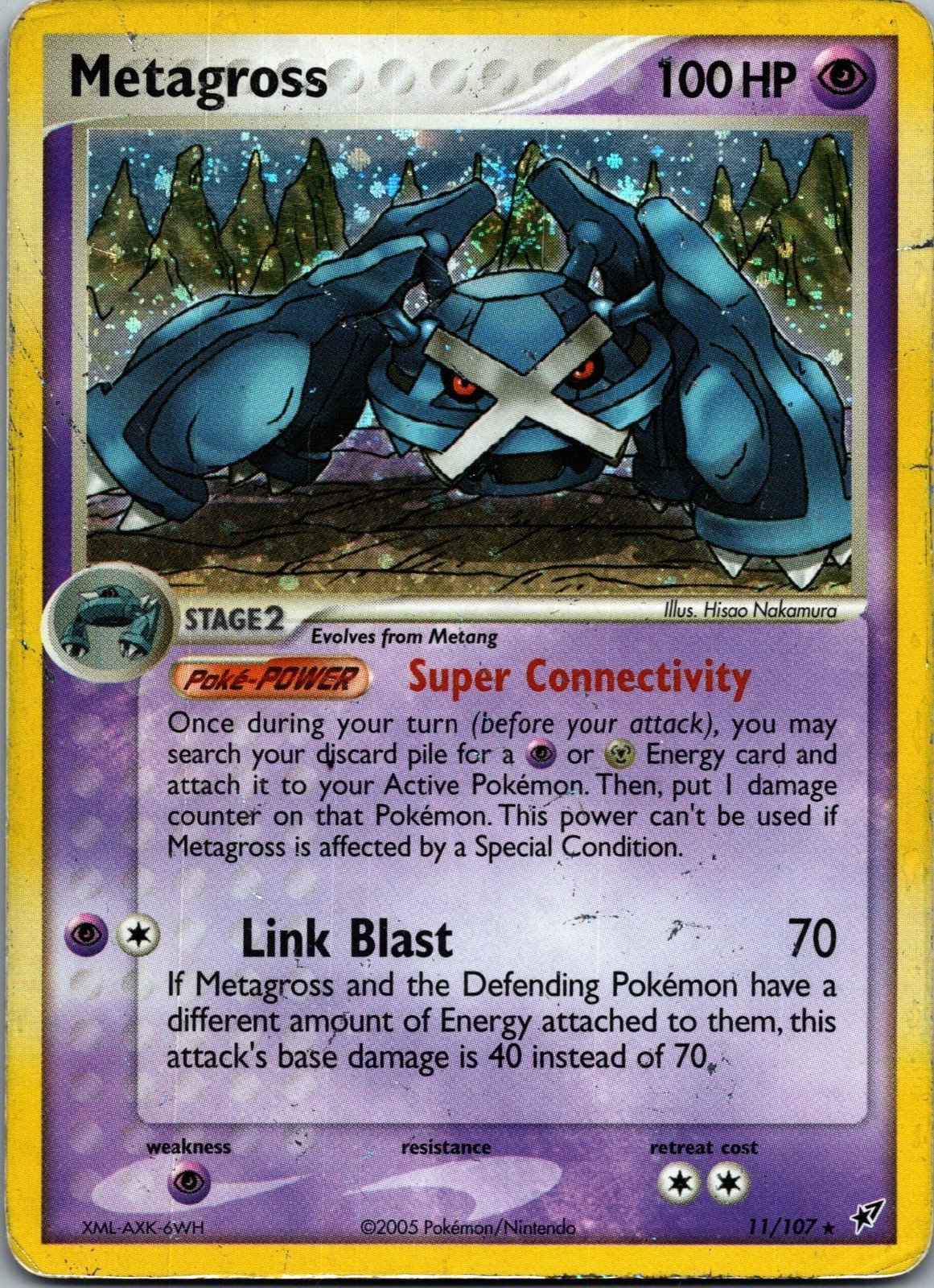 Metagross 11/107 Reverse Holo Pokemon Card EX Deoxys Rare Holo Vintage