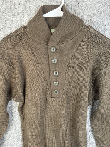 Vintage US Military Sweater Herren Medium ODWool Schalkragen Pulli 80er - Bild 5 von 11