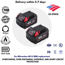 For Milwaukee 48-11-1880 M18 18V Red Lithium High Output XC 8.0Ah Battery Pack