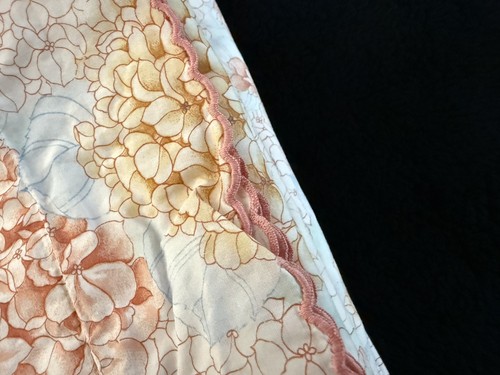 Vintage 1980s Frette Italian Coral Light Blue Hydrangea Print Queen Sheet Set - Picture 3 of 13