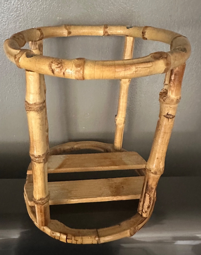 Bamboo bottle stand holder caddy TIKI 6" tall some staining - Picture 3 of 6