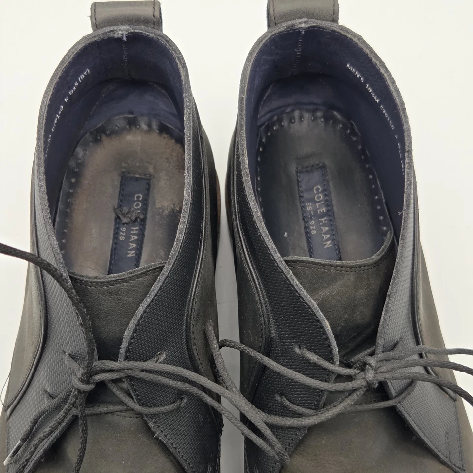 Botas masculinas Cole Haan tamanho 10,5 M couro preto deserto no tornozelo - Imagem 4 de 4