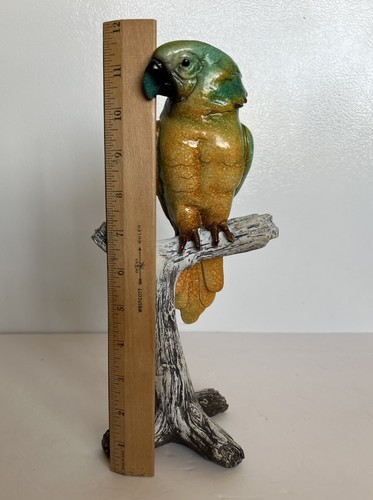 CERAMIC PARROT-On Resin Stump Perch 11” Colorful Tropical MCM Statue McCaw GUC! - Picture 12 of 15