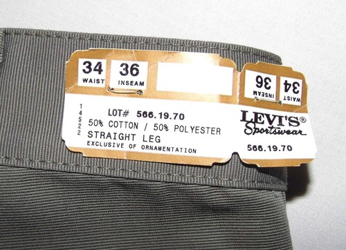 LEVI'S - Men's NEW Vtg 566 Sta-Prest Twill Jeans 32"W / 34"W X 36"L Khaki Pants - Picture 9 of 10