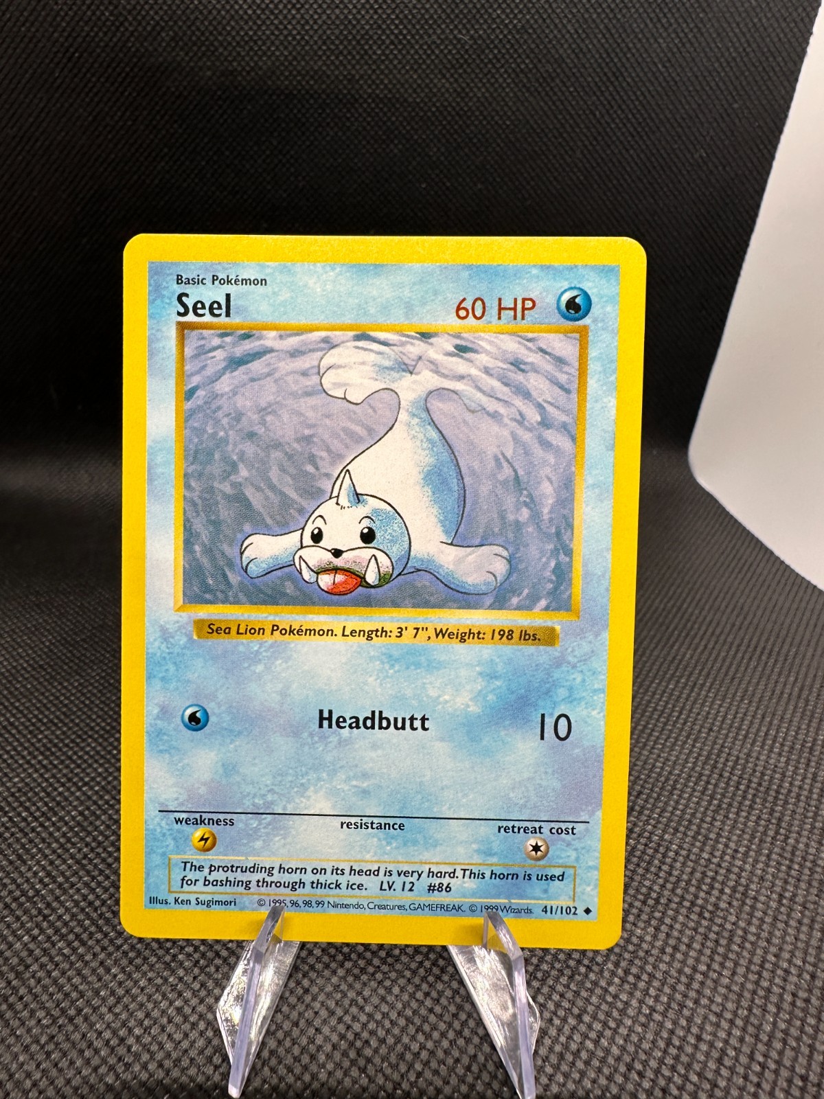Seel 41/102  Uncommon  Shadowless Base Set  LP  Vintage Pokemon WoTC 1999
