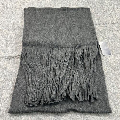 Lucky Brand Solid Brushed Scarf with Fringe in Dark Gray 5’6”x14” new open - Picture 1 of 5