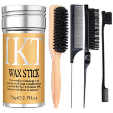 Hair Wax Stick with Slick Back Hair Brush Set for Flyaways, Teasing Boar Bristle