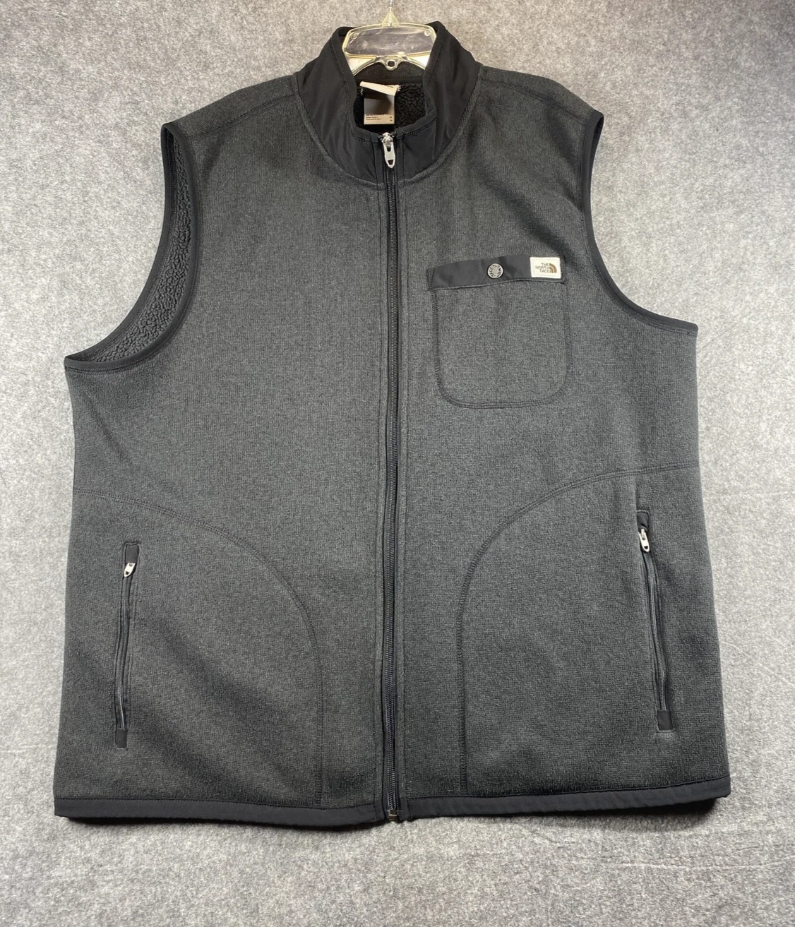 The North Face Vest Mens XL Gray Gordon Lyons Fleece Full Zip Pockets NF0A5GL3