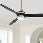 52" Casa Vieja Windspun DC Brushed Nickel LED Ceiling Fan with Remote