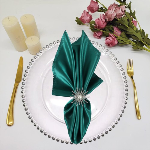 Acrylic Charger Plates Napkin Table Decorative Beaded Trim Sets Wedding Banquet - Picture 61 of 79