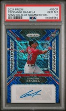 2024 Panini Prizm Ceddanne Rafaela FOTL Blue Shimmer Rookie Auto /8 PSA 10