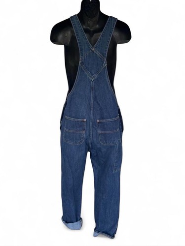 Gap Slouchy Womens Overalls Sz 8 Medium Wash Blue Denim Pockets Straight Leg Adj - Picture 3 of 16