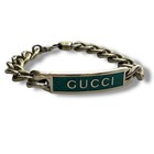Gucci Logo Enamel Chain Bracelet Turquoise 18cm Used S Grade
