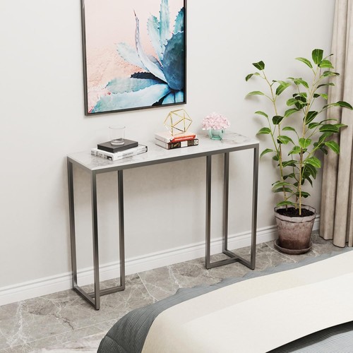 Marble Console Table Narrow Hallway Desk 100x30cm Modern Entryway Sofa - Picture 11 of 12