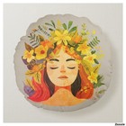 Mother Earth Meditation Round Cotton Pillow