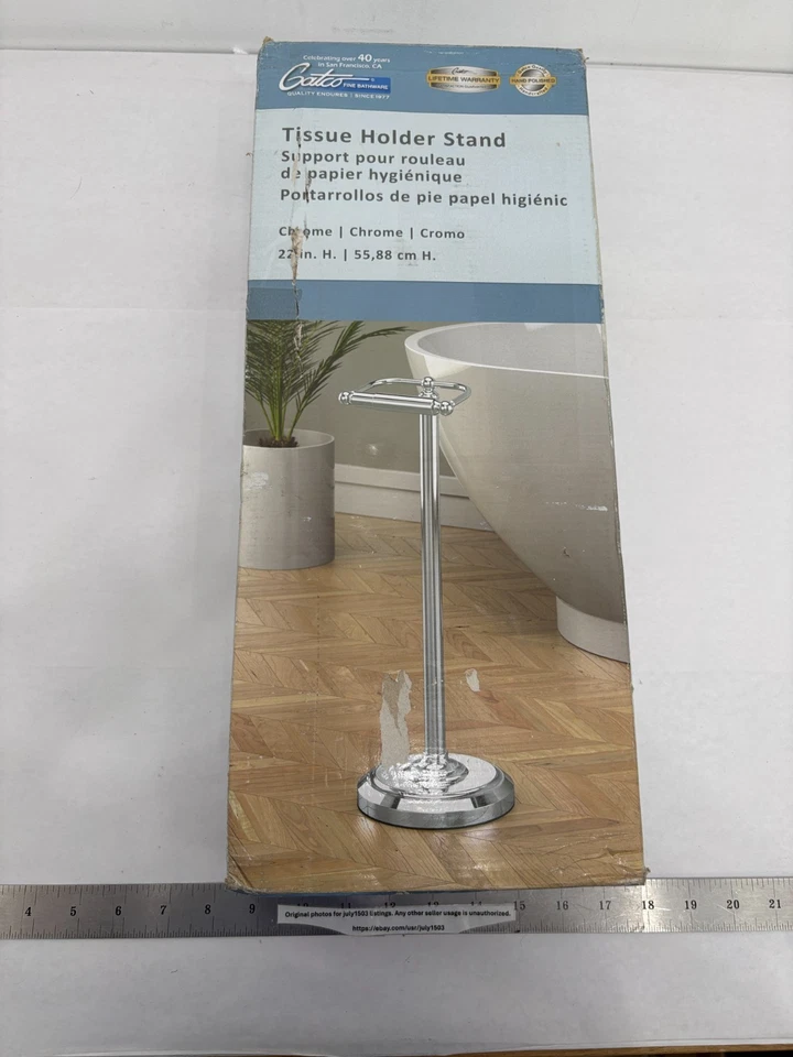 (1) NUEVO Soporte para pañuelos Gatco Papel higiénico - 22" de alto - CROMO - #1436C Foto 4 de 4