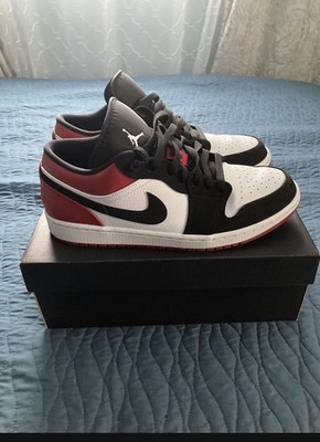 Jordan Air Jordan 1 Low Black Toe Men's Leather Sneakers White/Black/Red