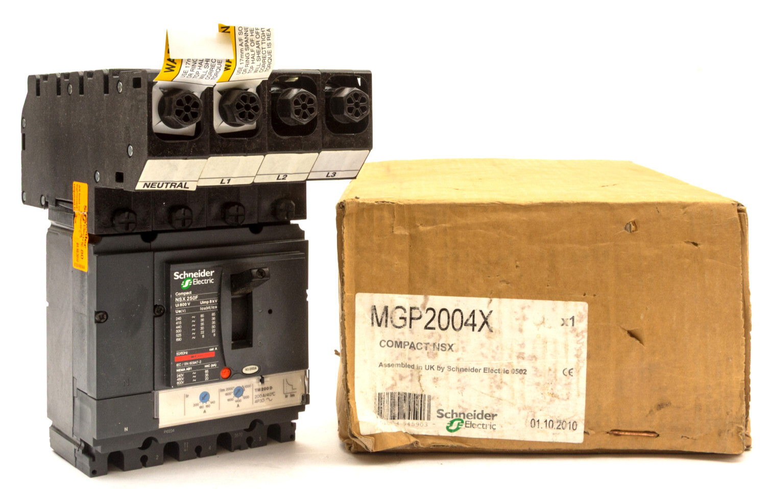 SCHNEIDER MGP2004X 140-200 AMP 36kA 4 POLE 4P 200A COMPACT NSX250F MCCB TM200D