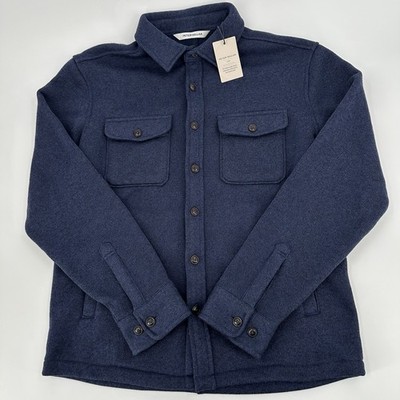 PETER MILLAR Jacket Mens Medium Navy Button Down Fleece Lined MF22K62 $168