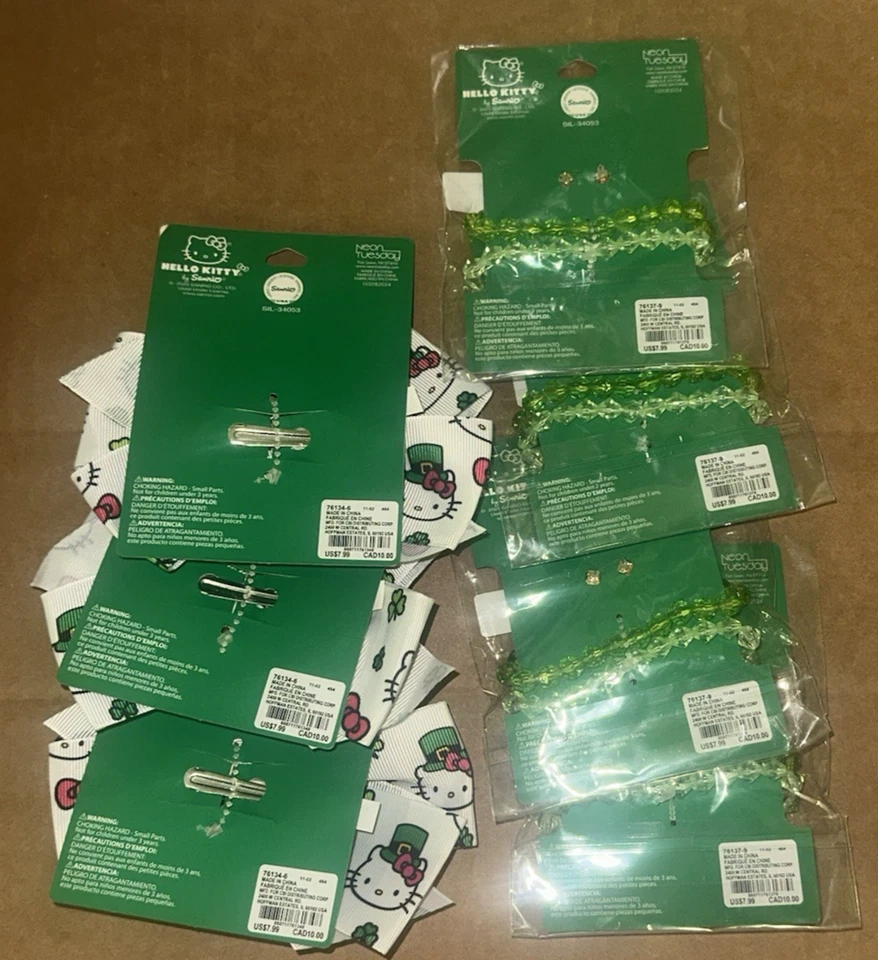 Hello Kitty St. Pattys день ювелирных изделий наборы x 4 волос банты x 3 Claires эксклюзивный запечатанный - Изображение 2 из 4