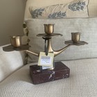 Oka - Nymphaea Marble Candle Holder - Antique Brass