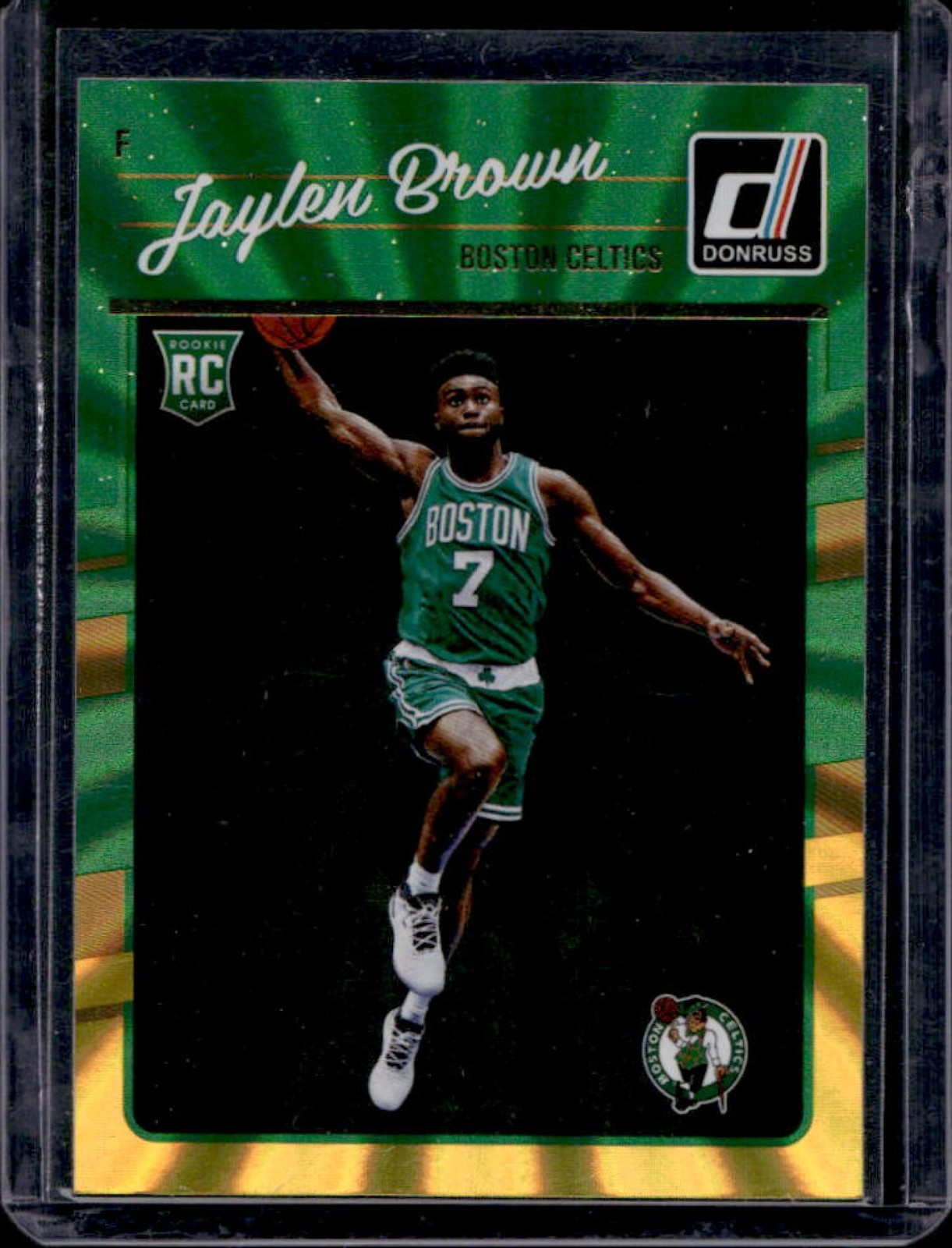 2016-17 Donruss Jaylen Brown RC Green and Yellow Holo Laser #153 Celtics