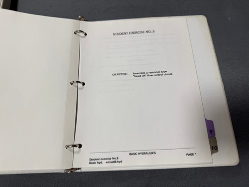 ESW EDUCATIONAL SYSTEM WORKSHOPS BASIC HYDRAULICS STUDENT EXCERCISES BINDER - Bild 5 von 7