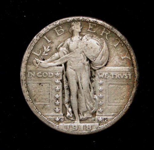 1918-D STANDING LIBERTY QUARTER OLD US TYPE COIN