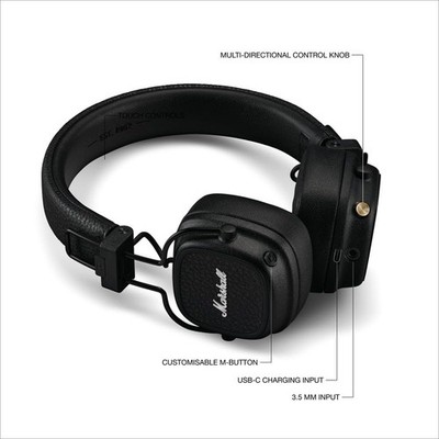Marshall - Major V Wireless On-Ear Headphones - Black | eBay